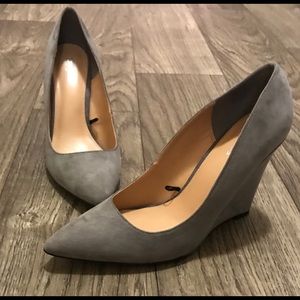Gray Suede Wedge Heels